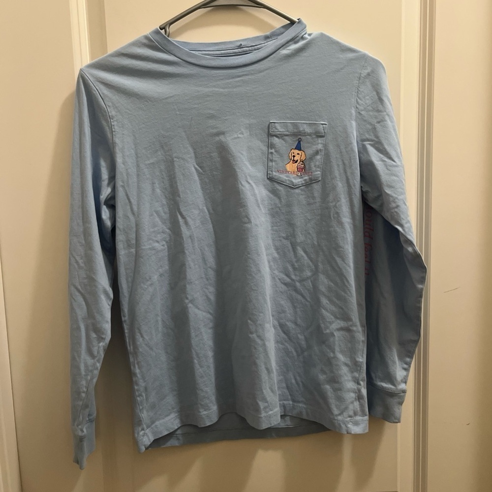 Vineyard Vines Long Sleeve Dog Party Animal Graphic T-Shirt Youth Size Md 12-14
